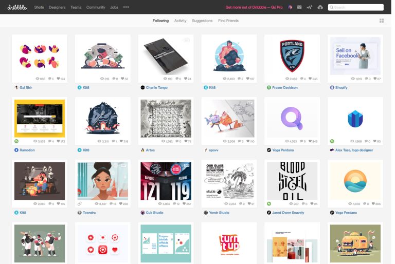 Screenshot fra Dribbble.com