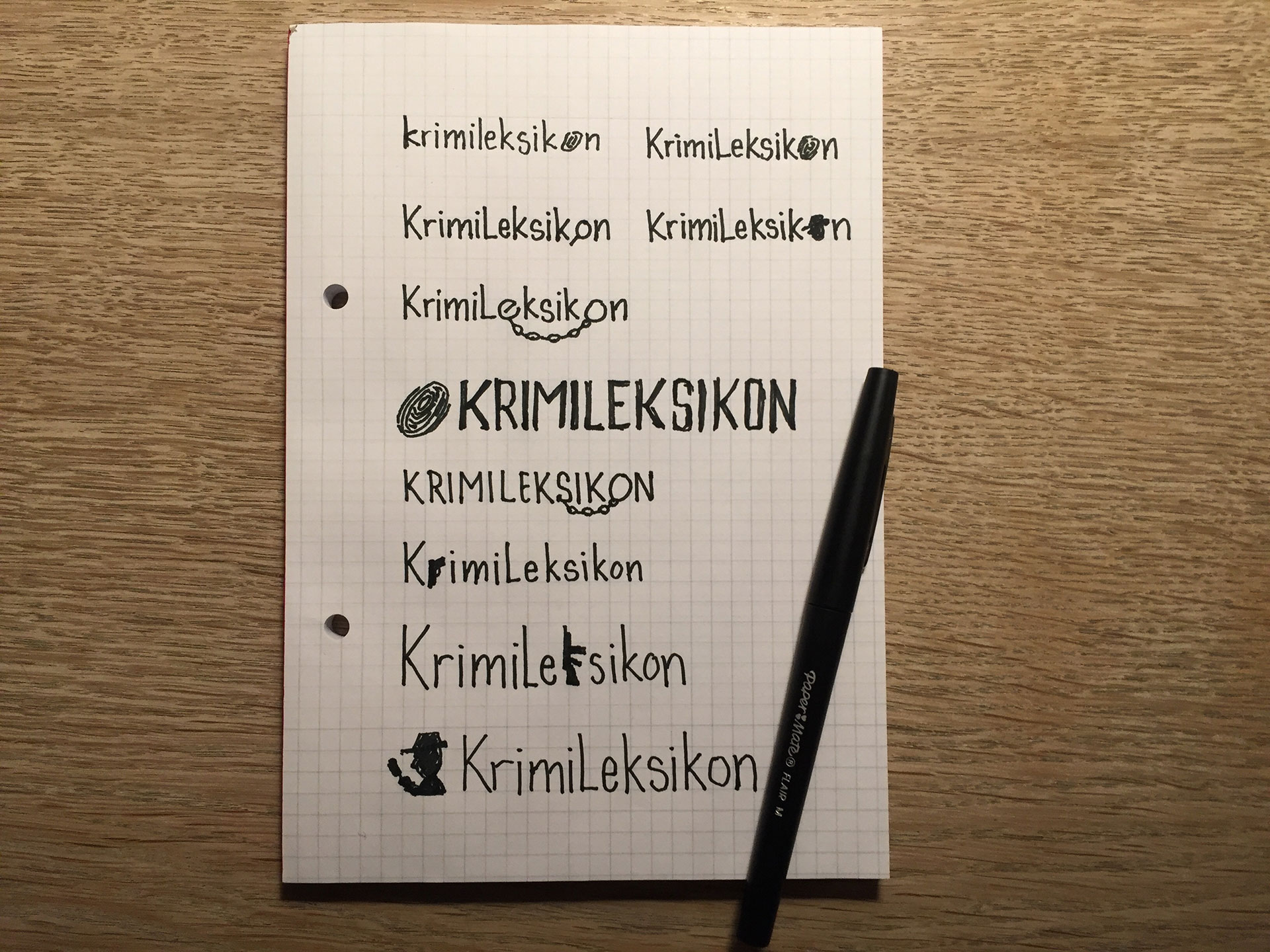 Skitser til logo for Krimi Leksikon