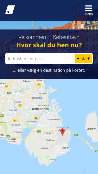 Mockup af startsiden på CPH app'en