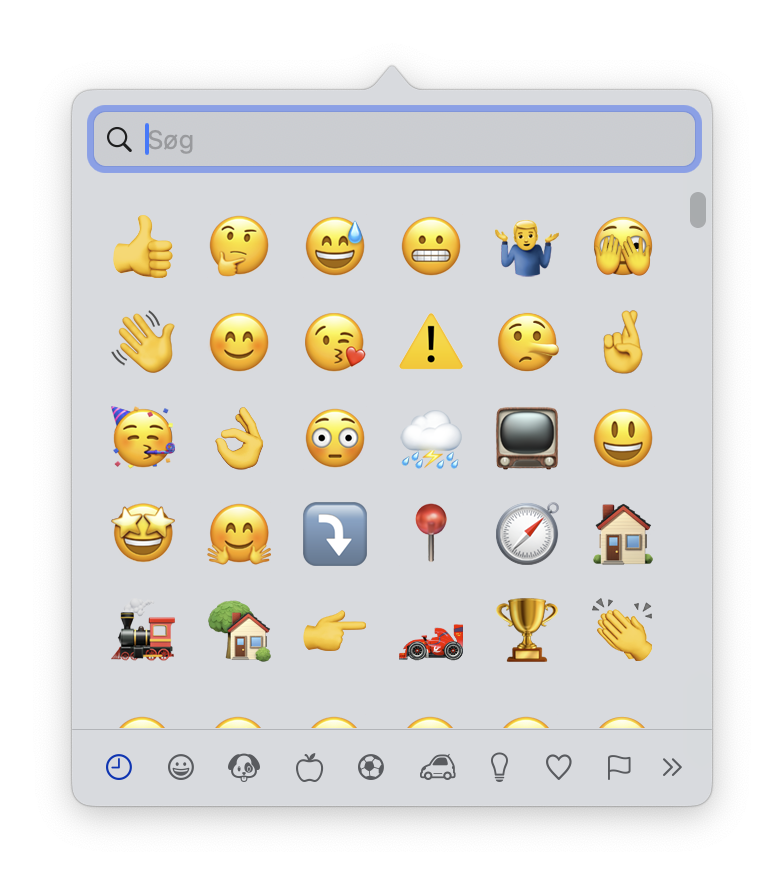 Emoji vælgeren i MacOS Sequoia