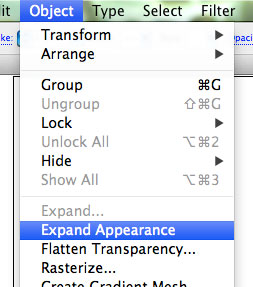 Illustators expand appearance menu
