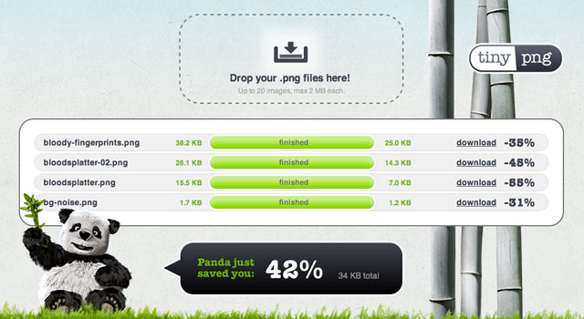 TinyPNG - med eksempel på komprimerede png filer