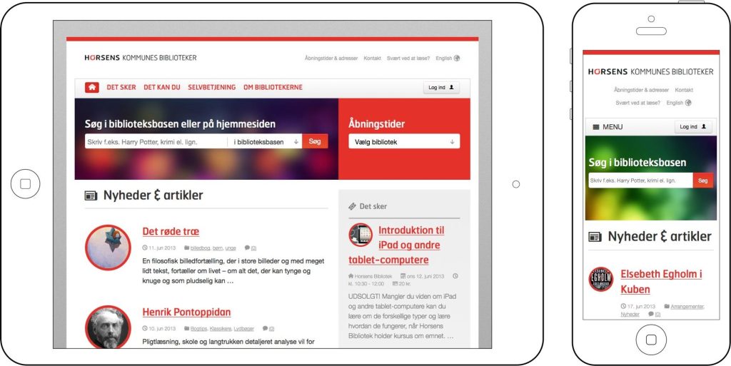 Horsensbibliotek.dk på tablet og smartphone