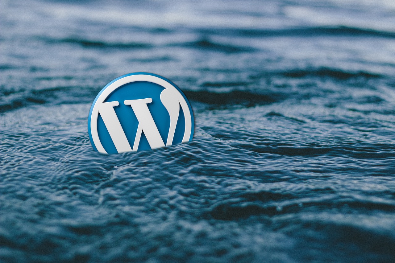 WordPress logo der flyder på vand